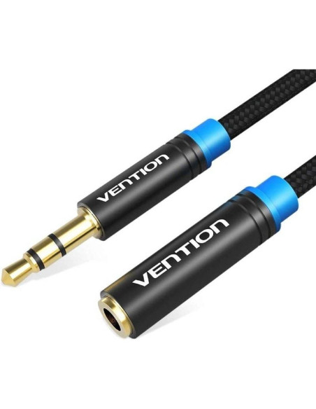 Cable alargador audio Jack 3,5 mm macho a Jack 3,5 mm hembra conectores dorados (5 metros)