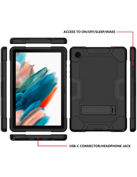 Carcasa soporte Samsung Galaxy Tab A8 X200 / X205 reforzada negra 10,5 pulgadas