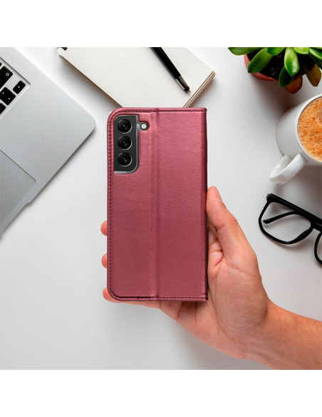 Funda libro soporte TPU Samsung A155 Galaxy A15 / A15 5G roja burdeos