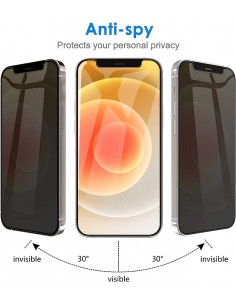 Protector pantalla vidrio templado privacidad iPhone 15 Pro Max negro (Pegado total 3D) 2