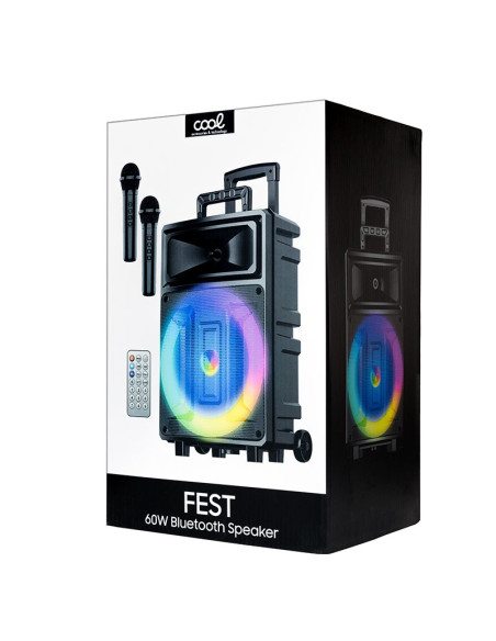 Altavoz musical universal Bluetooth COOL Fest 60W con 2 micrófonos y mando a distancia