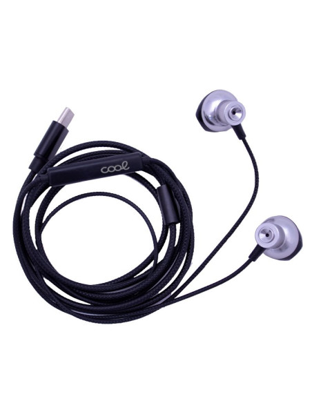Auriculares metálicos estéreo de botón COOL tipo C con micrófono plata