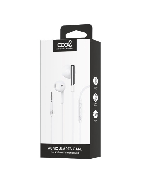 Auriculares estéreo jack 3,5 mm COOL Care con micrófono blancos