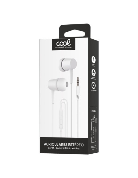 Auriculares estéreo jack 3,5 mm COOL Bear con micrófono blancos