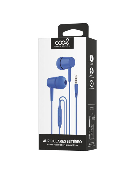 Auriculares estéreo jack 3,5 mm COOL Bear con micrófono azules