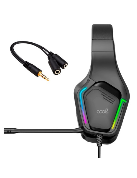 Auriculares cascos de juego estéreo con micrófono para PC / PS4 / PS5 / Xbox Gaming Led RGB COOL Exodus + Adaptador audio