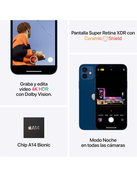 Apple iPhone 12 6,1" 128GB azul renovado grado A+