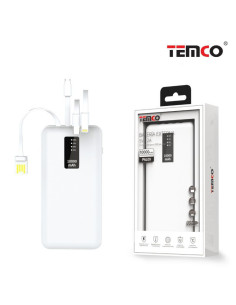 Batería externa universal Power Bank 10.000 mAh carga rápida (3 cables) blanca