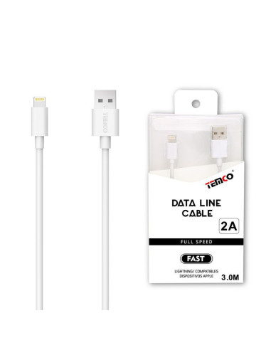 Cable largo compatible USB a Lightning 5 V / 2 A blanco (3 metros)