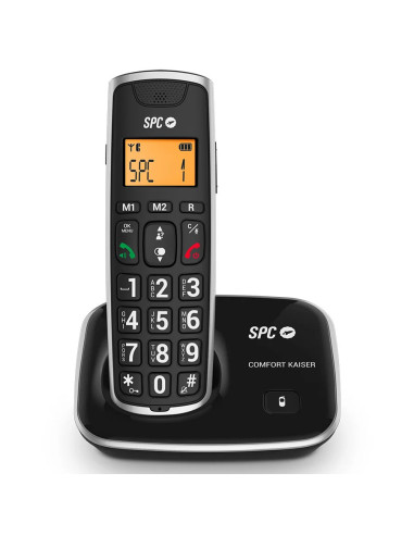 Teléfono fijo DECT inalámbrico SPC Comfort Kaiser negro (Black)