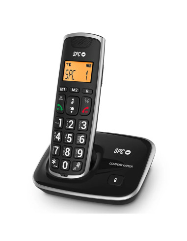 Teléfono fijo DECT inalámbrico SPC Comfort Kaiser negro (Black)