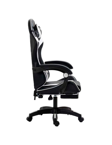 Sillón de juego Premium COOL Rest negro y blanco (con reposapiés)