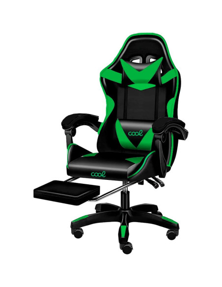 Sillón de juego Premium COOL Rest negro y verde (con reposapiés)