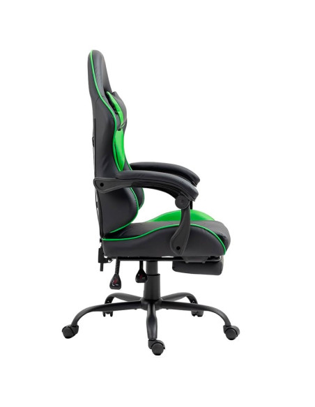 Sillón de juego Premium COOL Rest negro y verde (con reposapiés)