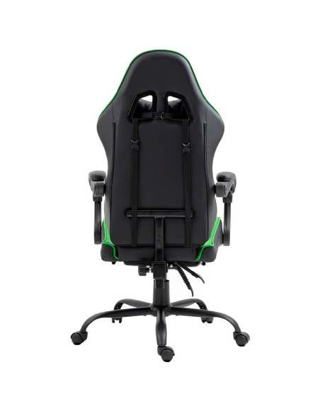 Sillón de juego Premium COOL Rest negro y verde (con reposapiés)