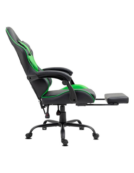 Sillón de juego Premium COOL Rest negro y verde (con reposapiés)