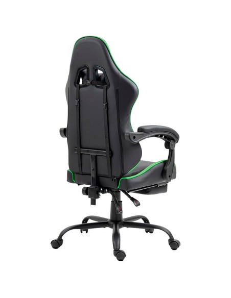 Sillón de juego Premium COOL Rest negro y verde (con reposapiés)