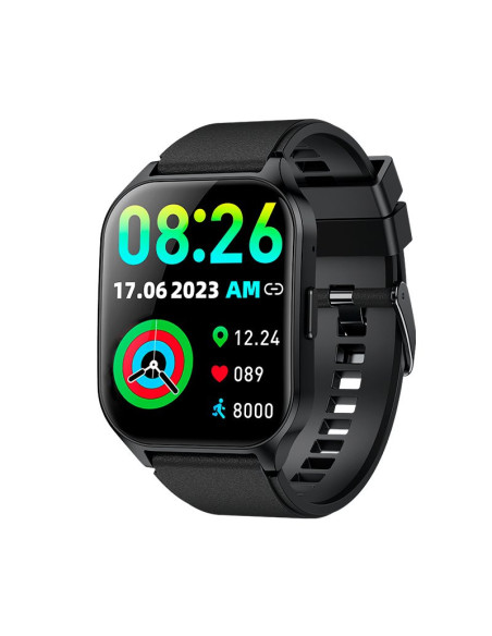 Smartwatch COOL pantalla AMOLED curva silicona negro (Llamadas, Salud, Deporte)