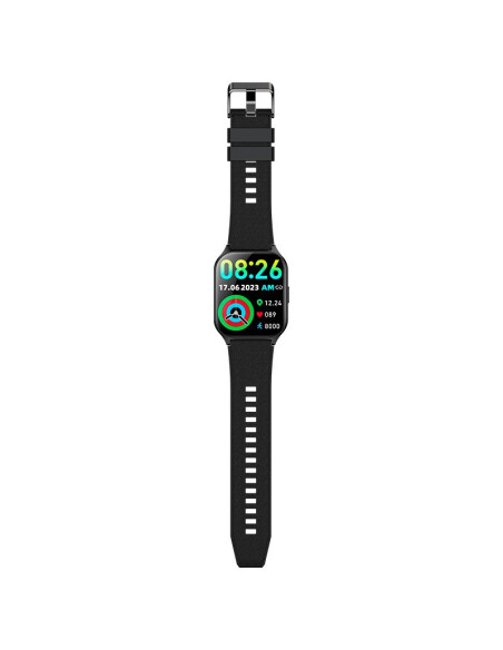 Smartwatch COOL pantalla AMOLED curva silicona negro (Llamadas, Salud, Deporte)