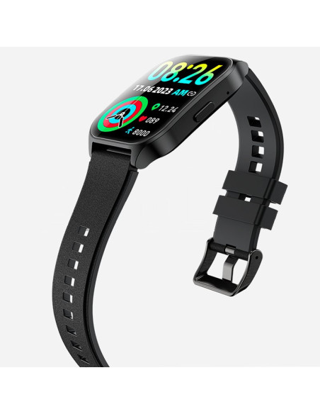 Smartwatch COOL pantalla AMOLED curva silicona negro (Llamadas, Salud, Deporte)