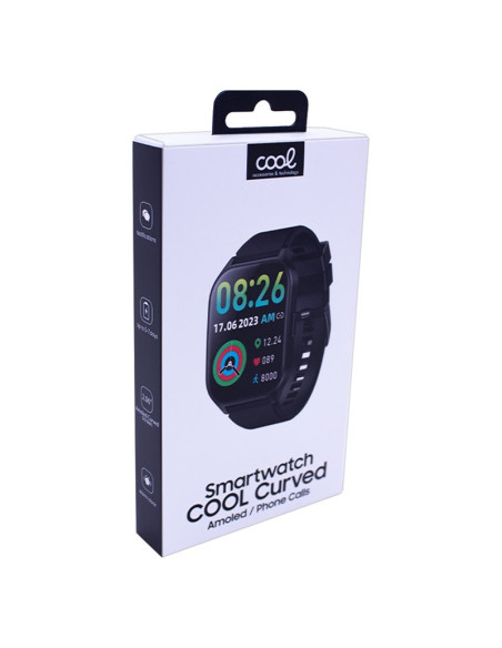 Smartwatch COOL pantalla AMOLED curva silicona negro (Llamadas, Salud, Deporte)