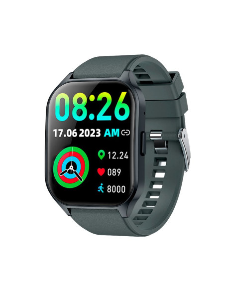 Smartwatch COOL pantalla AMOLED curva silicona gris Oscuro (Llamadas, Salud, Deporte)
