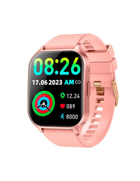 Smartwatch COOL pantalla AMOLED curva silicona rosa (Llamadas, Salud, Deporte)