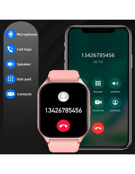 Smartwatch COOL pantalla AMOLED curva silicona rosa (Llamadas, Salud, Deporte)