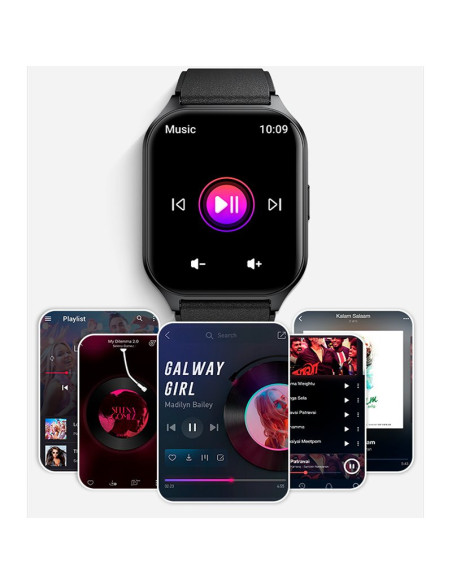 Smartwatch COOL pantalla AMOLED curva silicona rosa (Llamadas, Salud, Deporte)