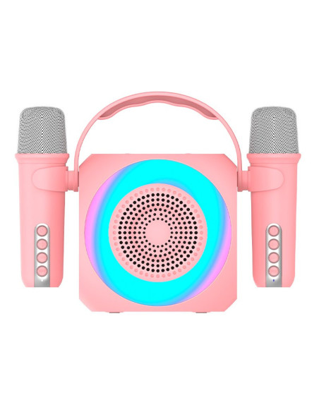 Altavoz Bluetooth universal música 6W COOL Mini Karaoke Party + 2 micrófonos rosa