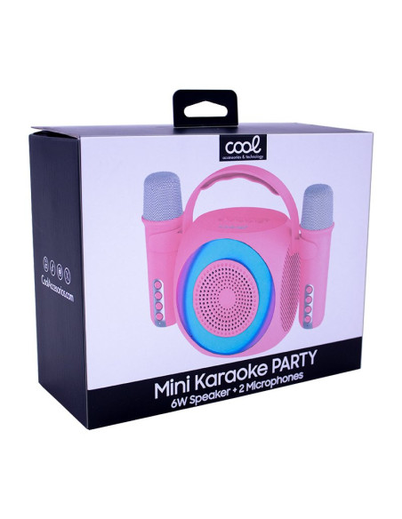 Altavoz Bluetooth universal música 6W COOL Mini Karaoke Party + 2 micrófonos rosa