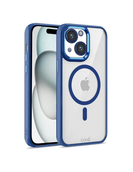 Carcasa TPU transparente iPhone 15 magnética borde azul marino