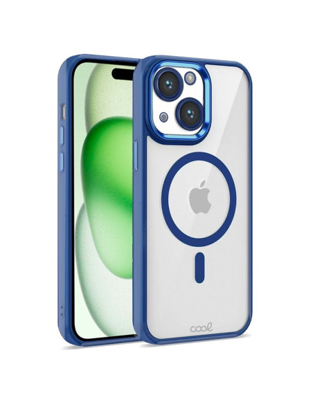 Carcasa TPU transparente iPhone 15 Plus magnética borde azul marino