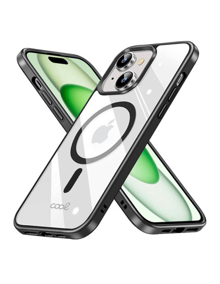 Carcasa TPU transparente iPhone 15 Plus magnética borde negra