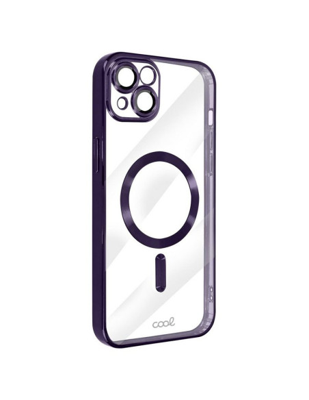 Carcasa TPU transparente iPhone 15 Plus magnética borde morada