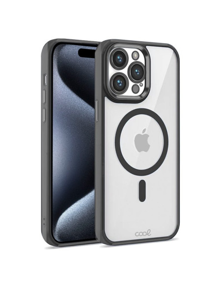 Carcasa TPU transparente iPhone 15 Pro magnética borde negra