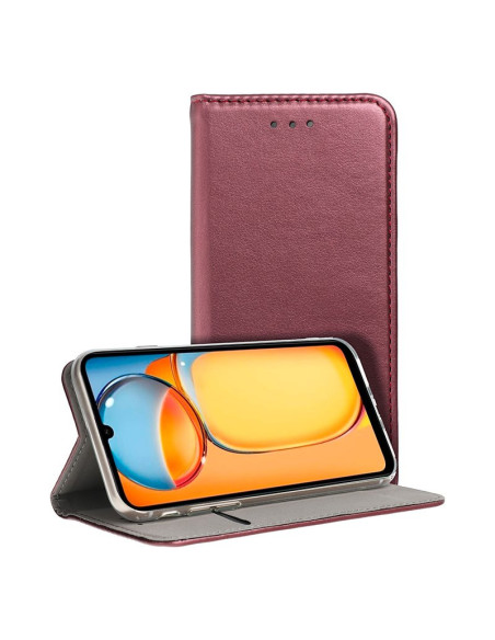 Funda libro soporte TPU Xiaomi Redmi 13C / 13C 5G / Poco C65 roja burdeos