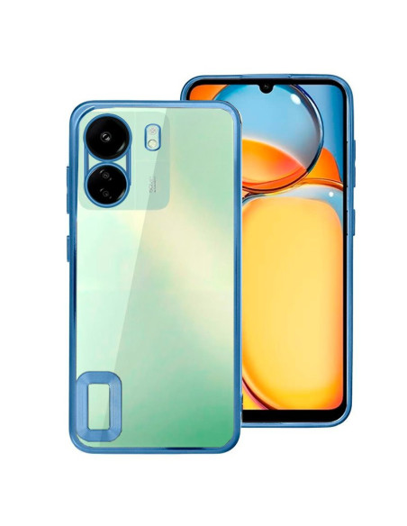Carcasa TPU transparente Xiaomi Redmi 13C / 13C 5G / Poco C65 borde metalizado azul