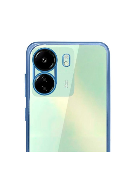 Carcasa TPU transparente Xiaomi Redmi 13C / 13C 5G / Poco C65 borde metalizado azul