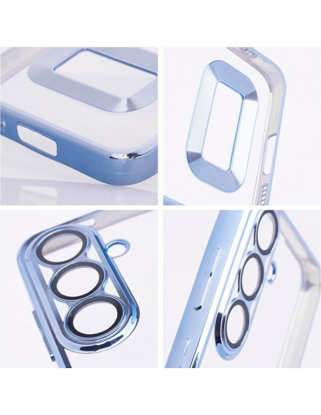 Carcasa TPU transparente Xiaomi Redmi 13C / 13C 5G / Poco C65 borde metalizado azul