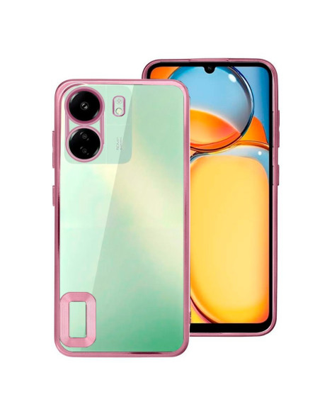 Carcasa TPU transparente Xiaomi Redmi 13C / 13C 5G / Poco C65 borde metalizado rosa