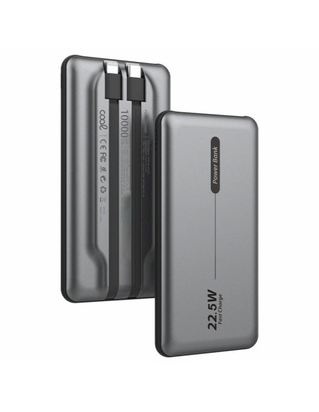 Batería externa universal Power Bank 10.000 mAh PD 22,5 W (2 cables) gris