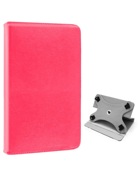 Funda polipiel soporte giratorio universal tabletas 9,7 - 11 pulgadas rosa (Panorámica)