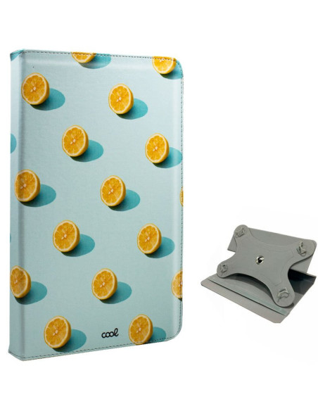 Funda polipiel soporte giratorio universal tabletas 9,7 - 11 pulgadas diseño Limones (Panorámica)