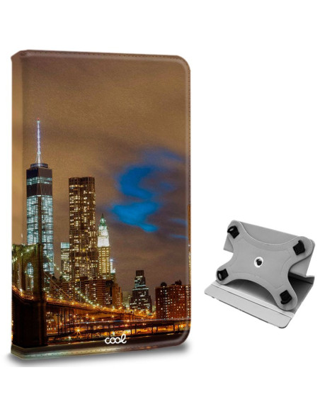 Funda polipiel soporte giratorio universal tabletas 9,7 - 11 pulgadas diseño Skyline (Panorámica)
