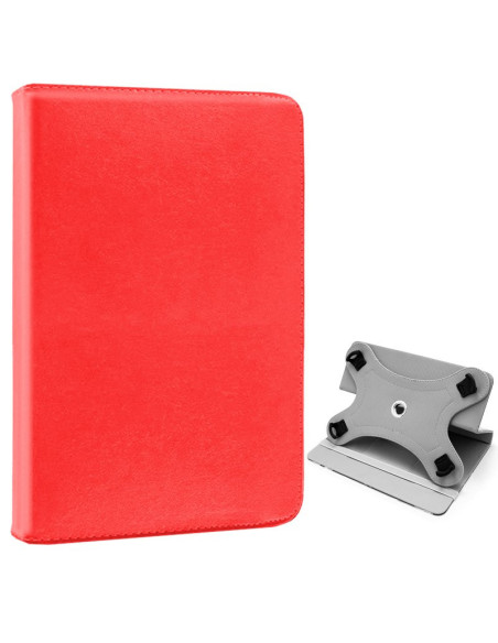 Funda polipiel soporte giratorio universal tabletas 9,7 - 11 pulgadas roja (Cuadrada)