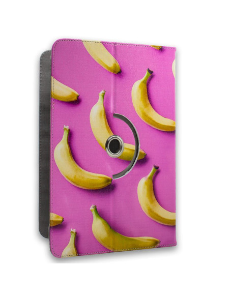 Funda polipiel soporte giratorio universal tabletas 9,7 - 11 pulgadas diseño Bananas (Cuadrada)