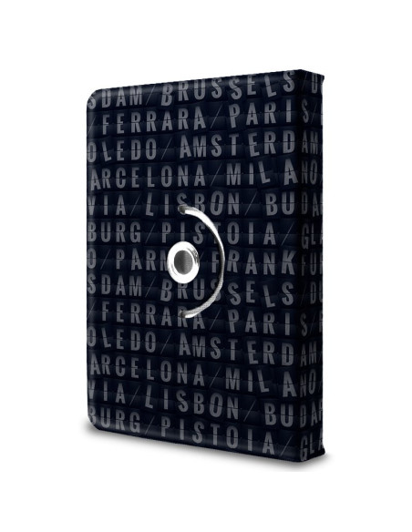 Funda polipiel soporte giratorio universal tabletas 9,7 - 11 pulgadas diseño Cities (Cuadrada)