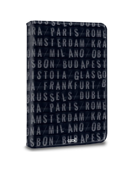 Funda polipiel soporte giratorio universal tabletas 9,7 - 11 pulgadas diseño Cities (Cuadrada)