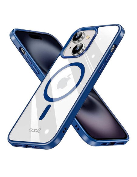 Carcasa TPU transparente iPhone 16 magnética borde azul marino
